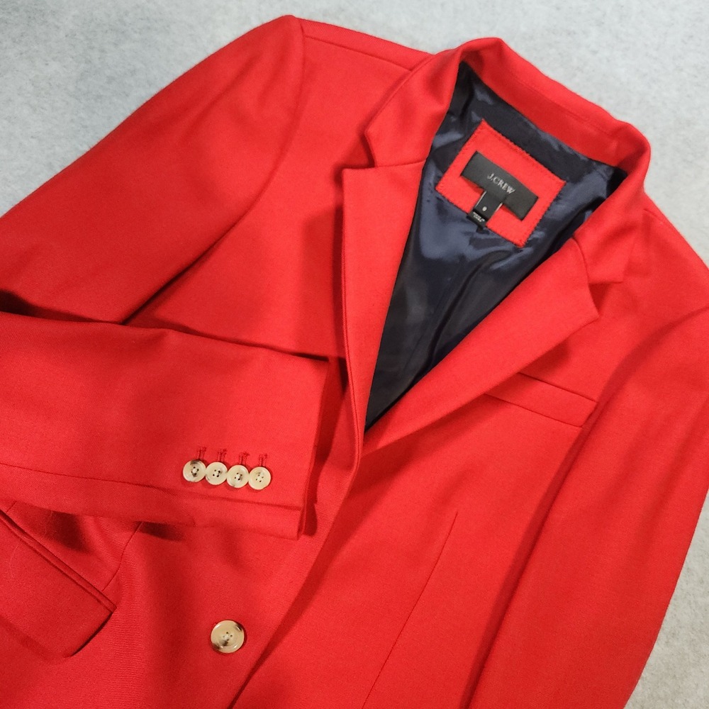 J.Crew Regent Blazer Womens 8 Red Wool Blend Single Button Tailored Jacket